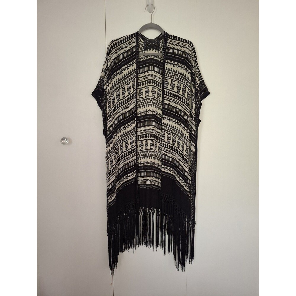 Macchia di Ruggine Fringed Kimono Shawl Coverup Tassels Boho Western